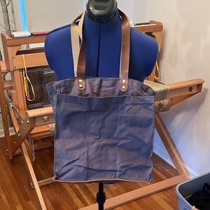 Anthropologie Brown and Tan Canvas Tote Bag